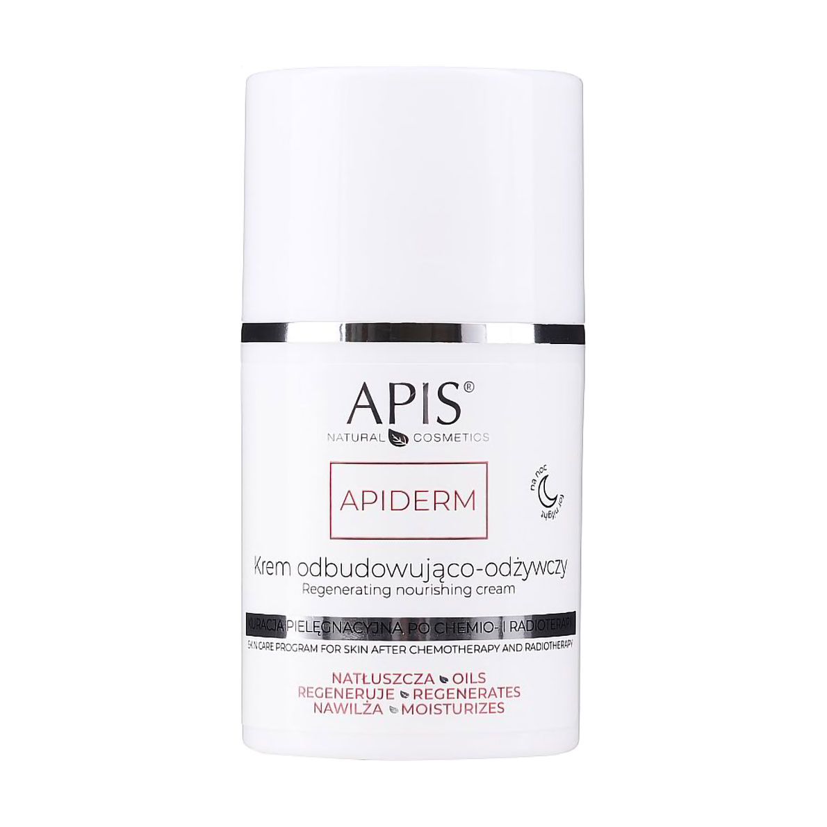 Нічний регенерувальний та живильний крем для обличчя Apis Natural Cosmetics Apiderm Cream після хіміотерапії та променевої терапії, 50 мл